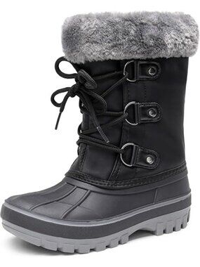 Dream Pairs Kids Toddler Size 10 Boots Winter Snow Faux Leather Fur Zip Lace-Up